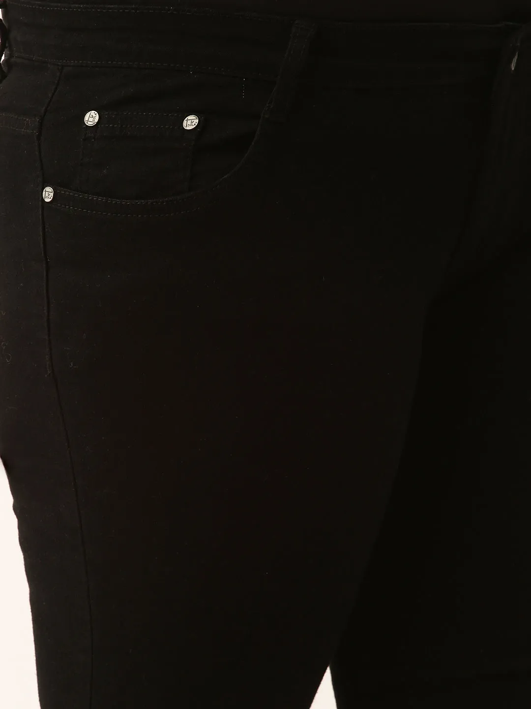 ZOLA Black Pencil Fit Culottes Length Denim Capris For Women
