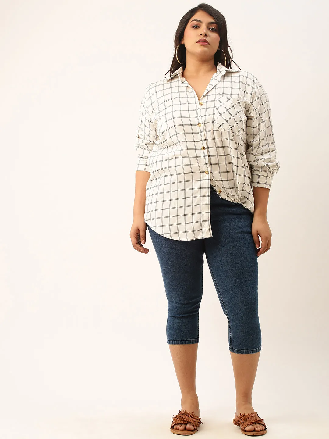 ZOLA Dx Blue Pencil Fit Culottes Length Denim Capris For Women